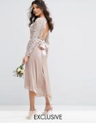 Tfnc Wedding Lace Midi Dress With Bow Back - Pink