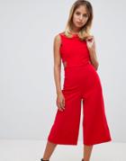 Missguided Cut Out Cullotte Jumpsuit In Red - Red
