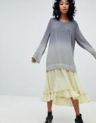 Religion Maxi Dress In Dip Dye - Gray