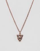 Asos Necklace In Burnished Rose Gold With Panther Pendant - Gold