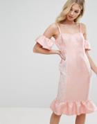 Missguided Frill Peplum Midi Dress - Pink