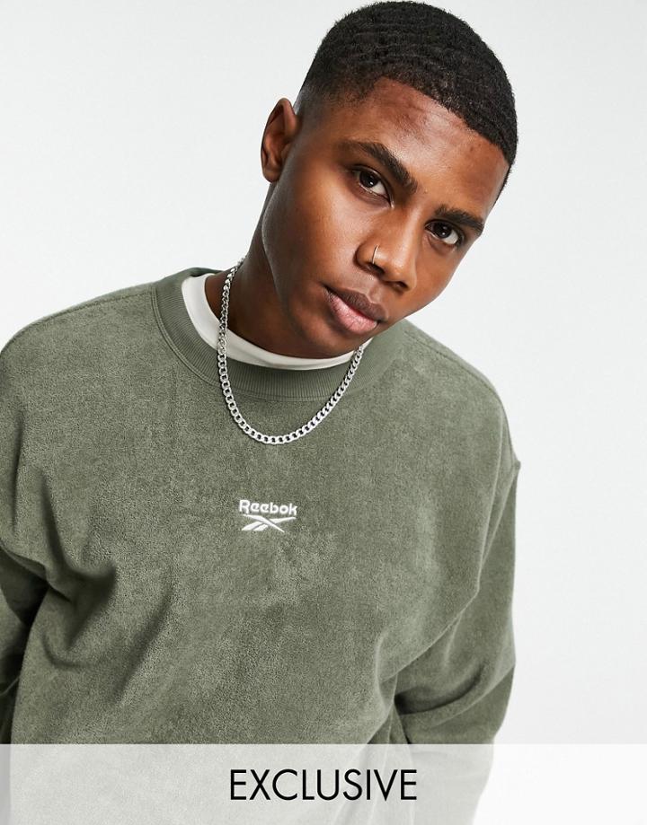 Reebok Terrycloth Sweatshirt In Olive Green - Exclusive To Asos