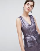 Gestuz Naima Crackled Faux Leather Peplum Top - Purple