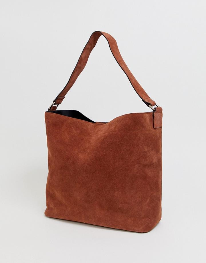 Asos Design Suede Structured Shopper - Tan