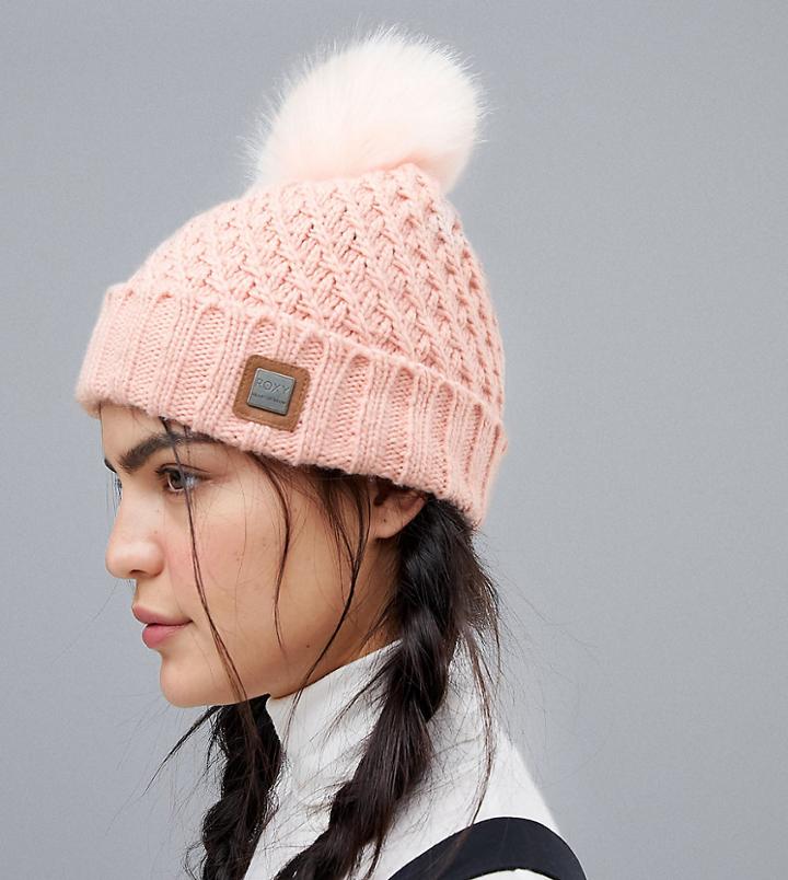 Roxy Blizzard Beanie Hat In Pink - Pink