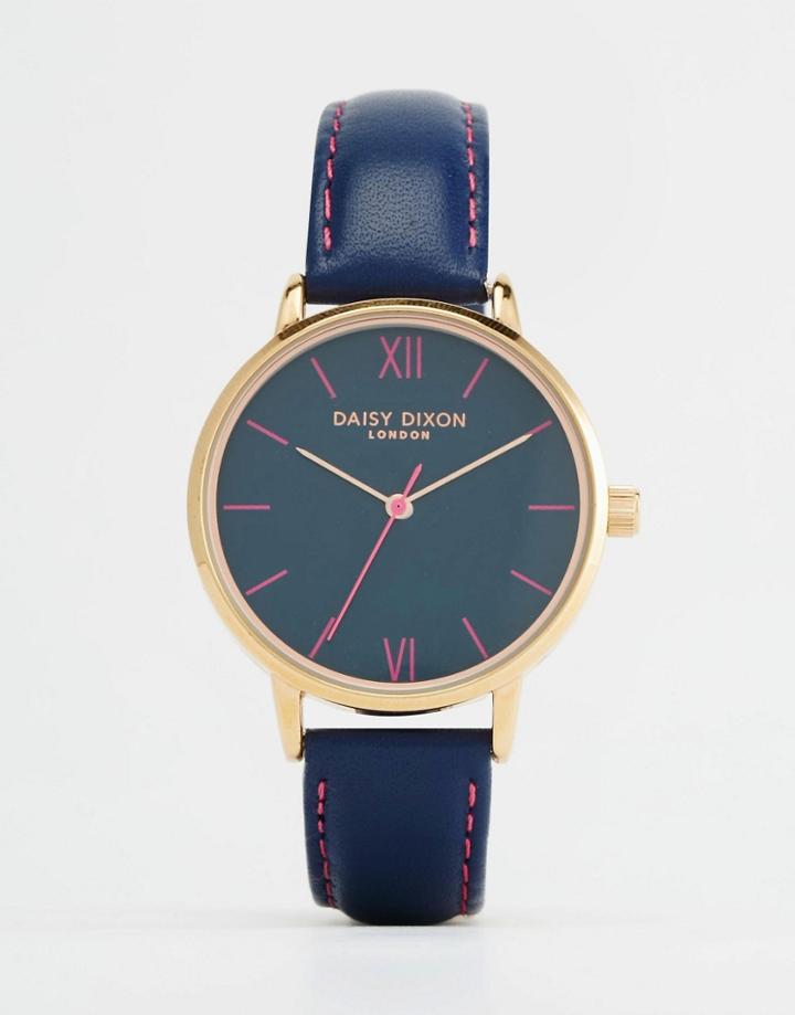 Daisy Dixon Hot Pink Leather Watch - Navy