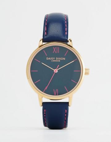 Daisy Dixon Hot Pink Leather Watch - Navy