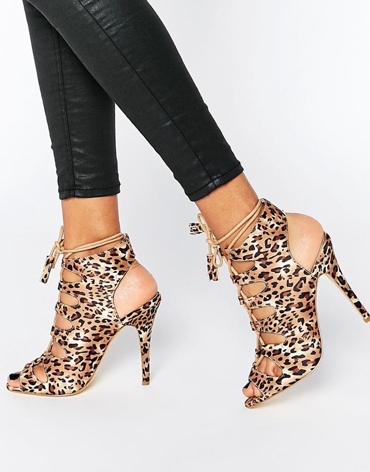 London Rebel Ghillie Lace Heeled Sandals - Multi