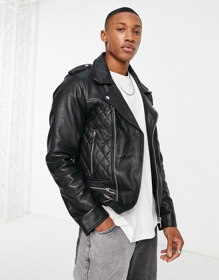 Bolongaro Trevor Rayland Leather Biker Jacket-black