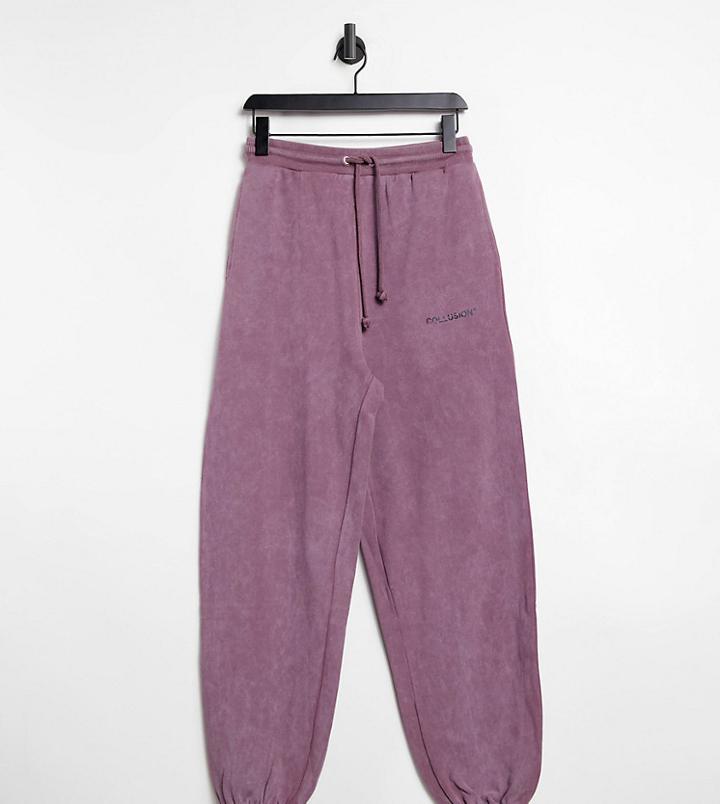 Collusion Unisex Coordinating Oversized Hoodie In Purple Acid Wash