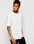 Cheap Monday T-shirt Rocky Loose Fit Melange Stripe In Gray - Fuzz Melange