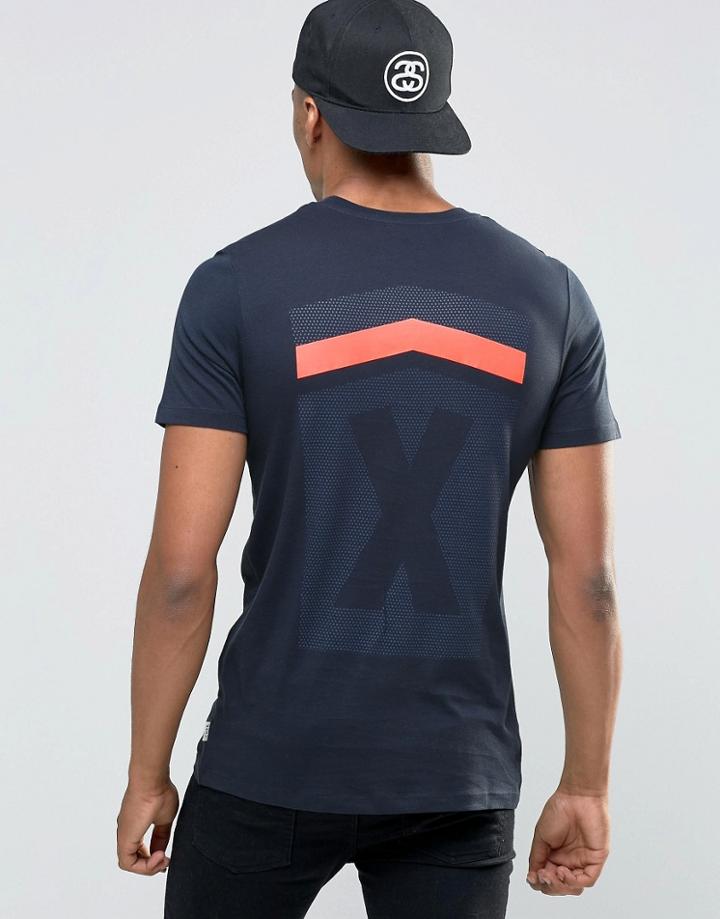 Jack & Jones T-shirt With Reflective Logo And Back Print - Navy