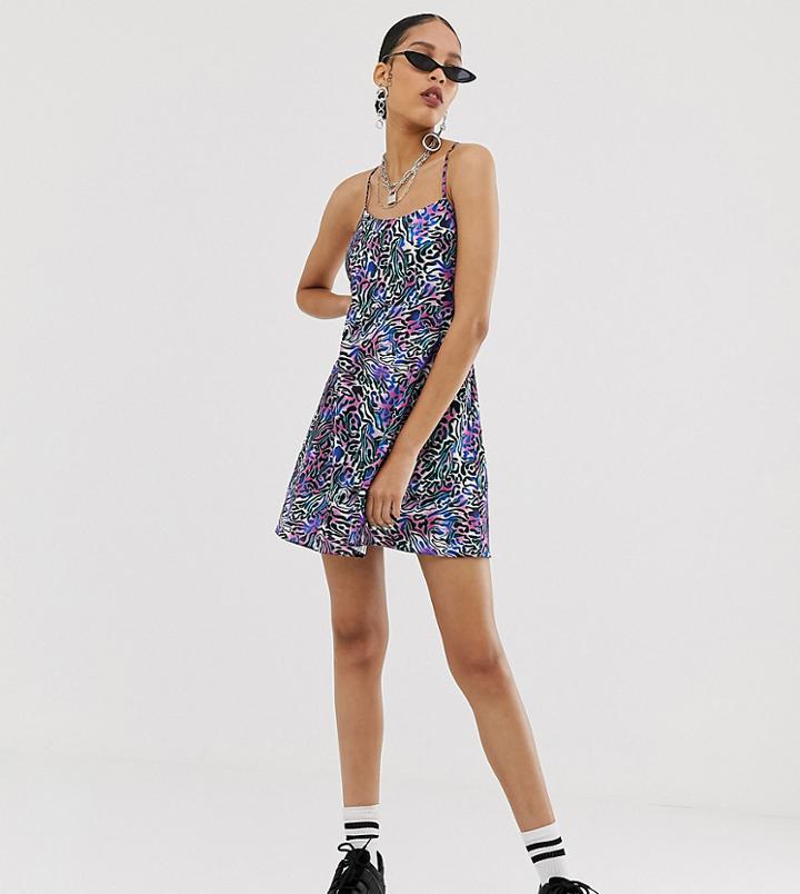 Collusion Graphic Leopard Tie Up Back Mini Cami Dress-multi