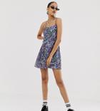 Collusion Graphic Leopard Tie Up Back Mini Cami Dress-multi