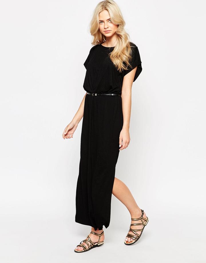 Oasis Oasis Thigh Split Belted Maxi Dress - Black