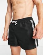 Calvin Klein Tape Logo Short Length Swim Shorts In Black