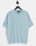 Asos Design Oversized T-shirt In Washed Blue-grey
