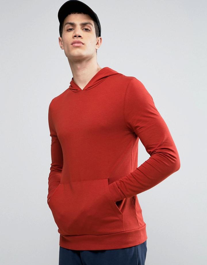 Asos Muscle Hoodie In Red - Red