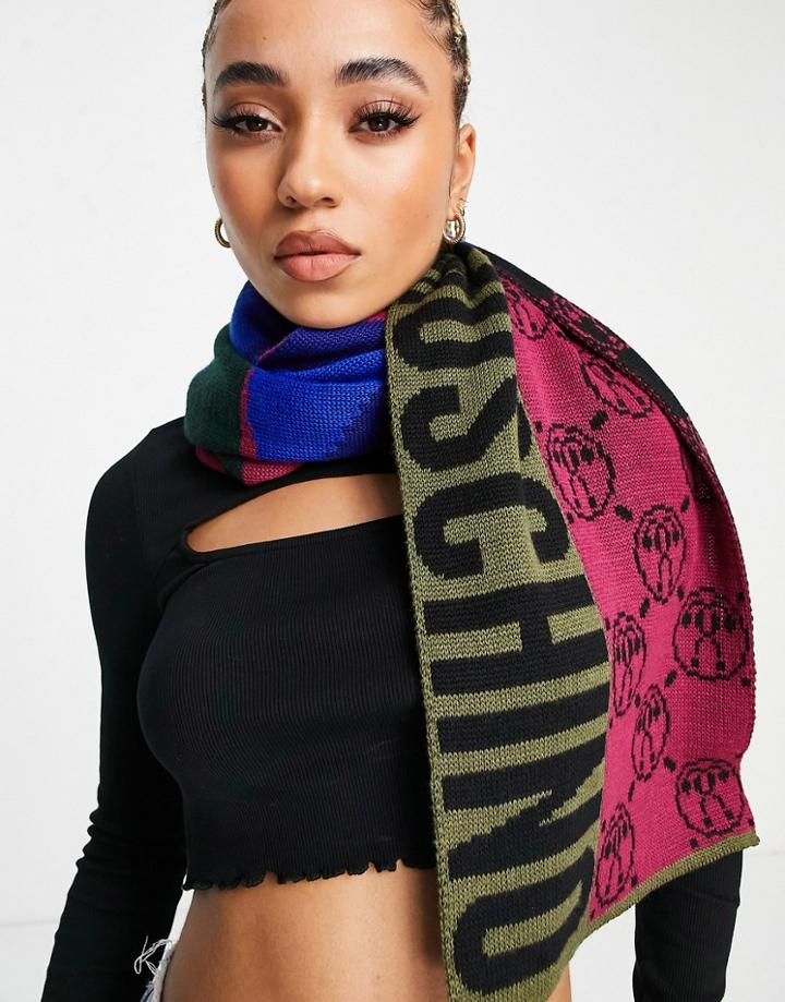Moschino Printed Logo Scarf In Multi