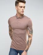 Asos Extreme Muscle Polo Shirt In Brown Marl - Brown