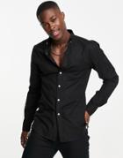 Asos Design Slim Oxford Shirt In Black