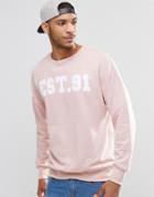 Pull & Bear Sweatshirt In Dusky Pink With Logo - Pink
