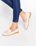 Lost Ink Berly Nude Fringed Flat Loafer Shoes - Nude
