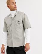 Asos White Boxy Shirt With Toggle Pocket Detail-gray