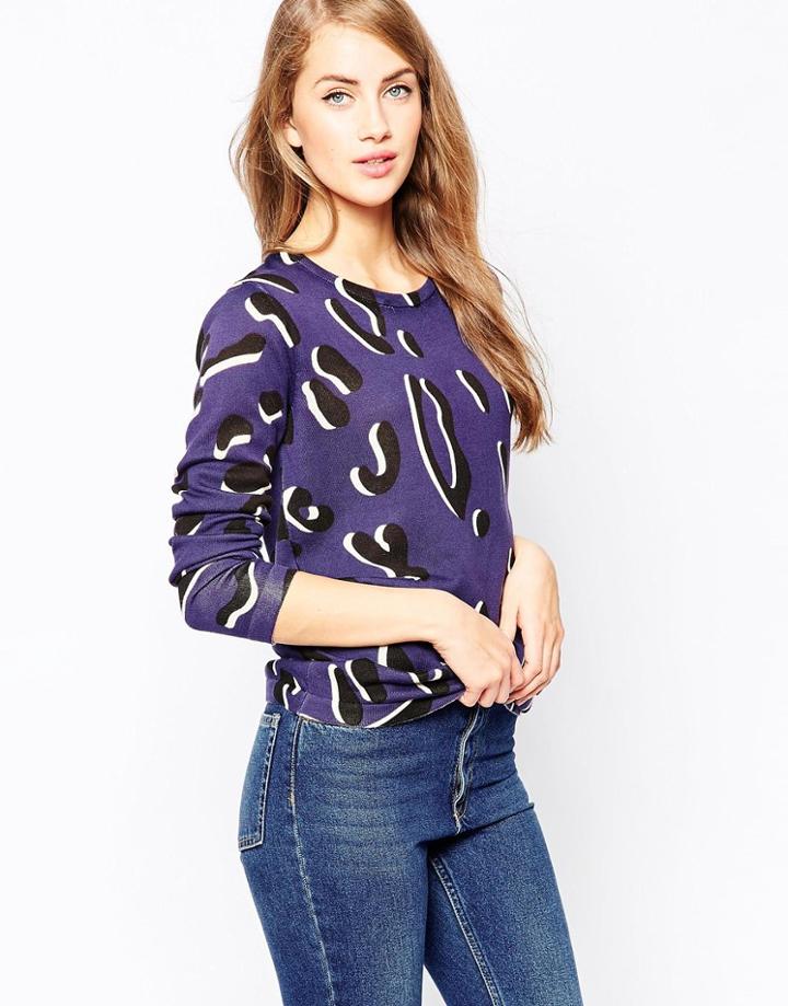 Sugarhill Boutique Leopard Spot Sweater - Blue