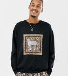 Milk It Vintage Oversized Sweatshirt With Leopard Box Print - Black