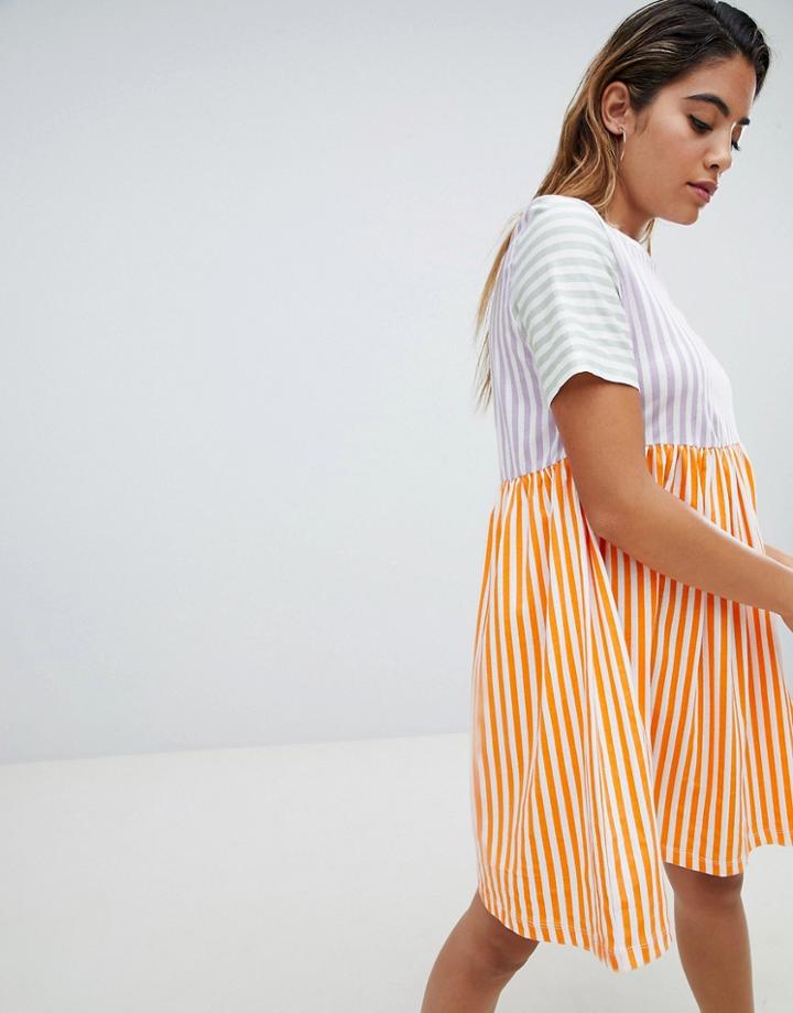 Noisy May Pop Stripe Smock Dress - Multi