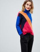 Esprit Mixed Knit Color Block Sweater - Navy