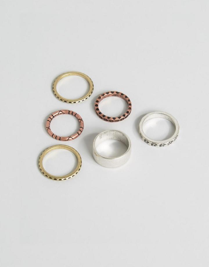 Asos Textured Ring Pack - Multi