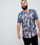 Siksilk Muscle Fit T-shirt In Floral Print Exclusive To Asos-navy