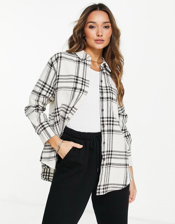 Whistles Oversized Shirt In Mono Check-white