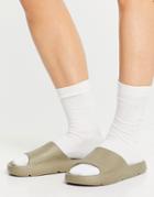 Pull & Bear Rubber Slides In Olive-green