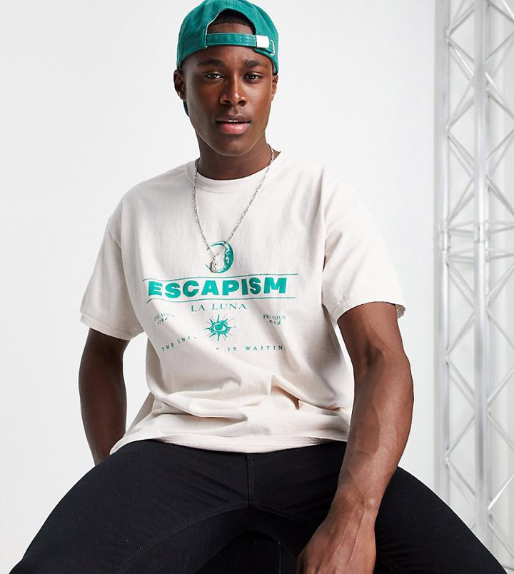 New Look Oversized T-shirt With Escapism Print In Cream-white