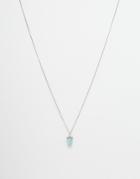 Asos Pendant Necklace In Silver With Turquoise Stone - Brurnished Silver