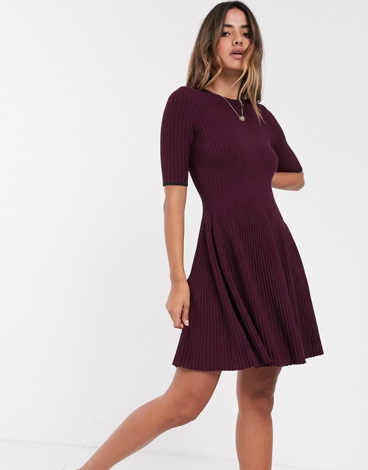 Ted Baker Renyina Knitted Skater Dress-purple