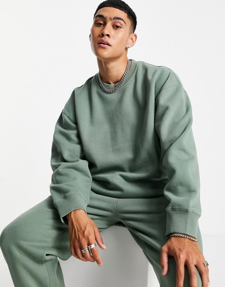 Topman Set Oversized Sweatshirt In Green