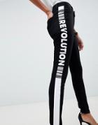 Asos Design Lisbon Skinny Mid Rise Jeans With Revolution Print - Black