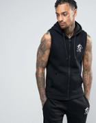 Gym King Sleeveless Hoodie In Black - Black