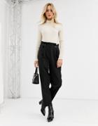 New Look Button Detail Pleated Pants In Black
