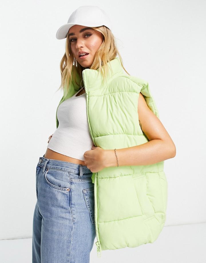 Monki Padded Sleeveless Jacket In Green