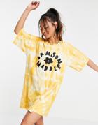 Damson Madder Organic Cotton T-shirt Dress In Tie-dye-yellow