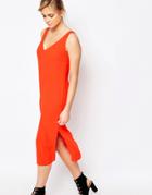 Oasis V Bar Back Column Midi Dress - Orange