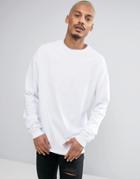 Asos Oversized Long Sleeve T-shirt With Super Long Sleeves In White - White
