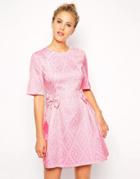 Asos Bubble Texture Bow Dress - Pink