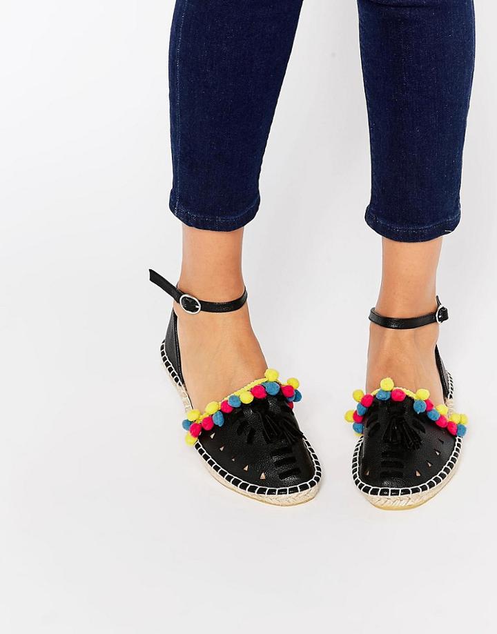 Asos Jess Pom Pom Espadrilles - Black