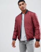 Armani Exchange Logo Zip Bomber Jacket In Burgundy - Red